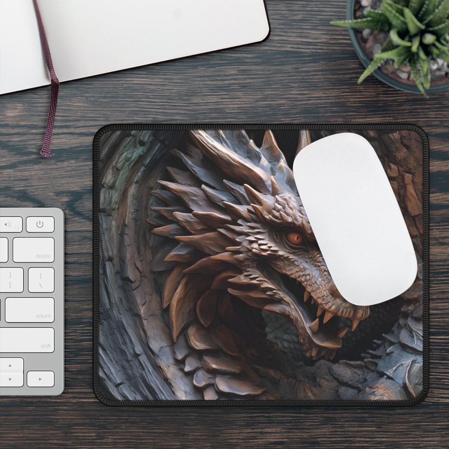 Woodland Dragon Carving Mouse Pad