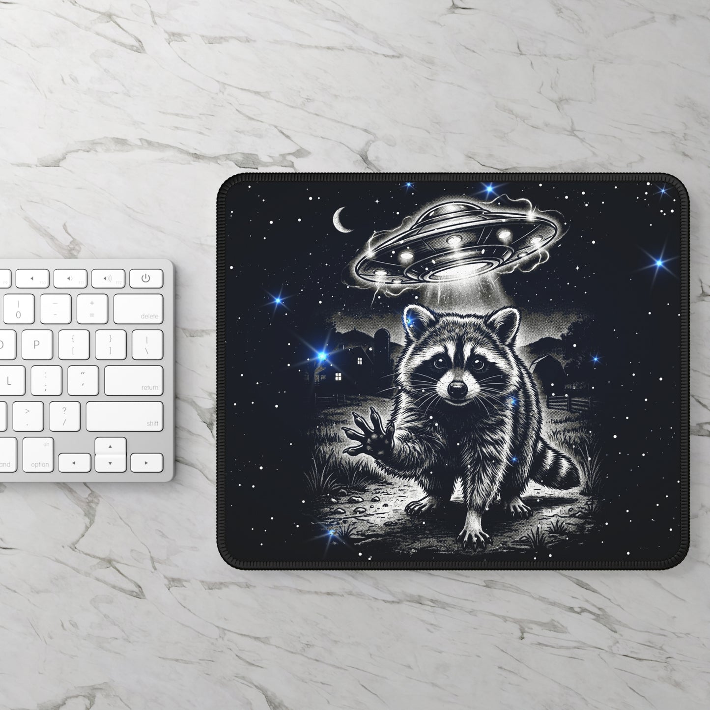 UFO Abduction Raccoon Mouse Pad