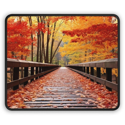 Autumn Forest Bridge Mouse Pad