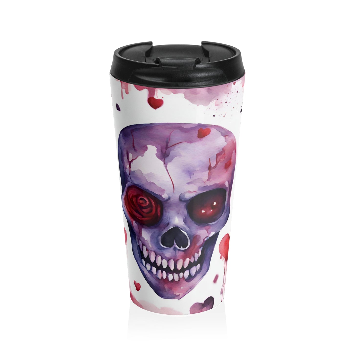 Crimson Love Skull Travel Mug