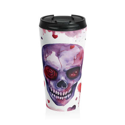 Crimson Love Skull Travel Mug