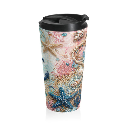 Coastal Anchor & Starfish Stainless Steel Travel Mug