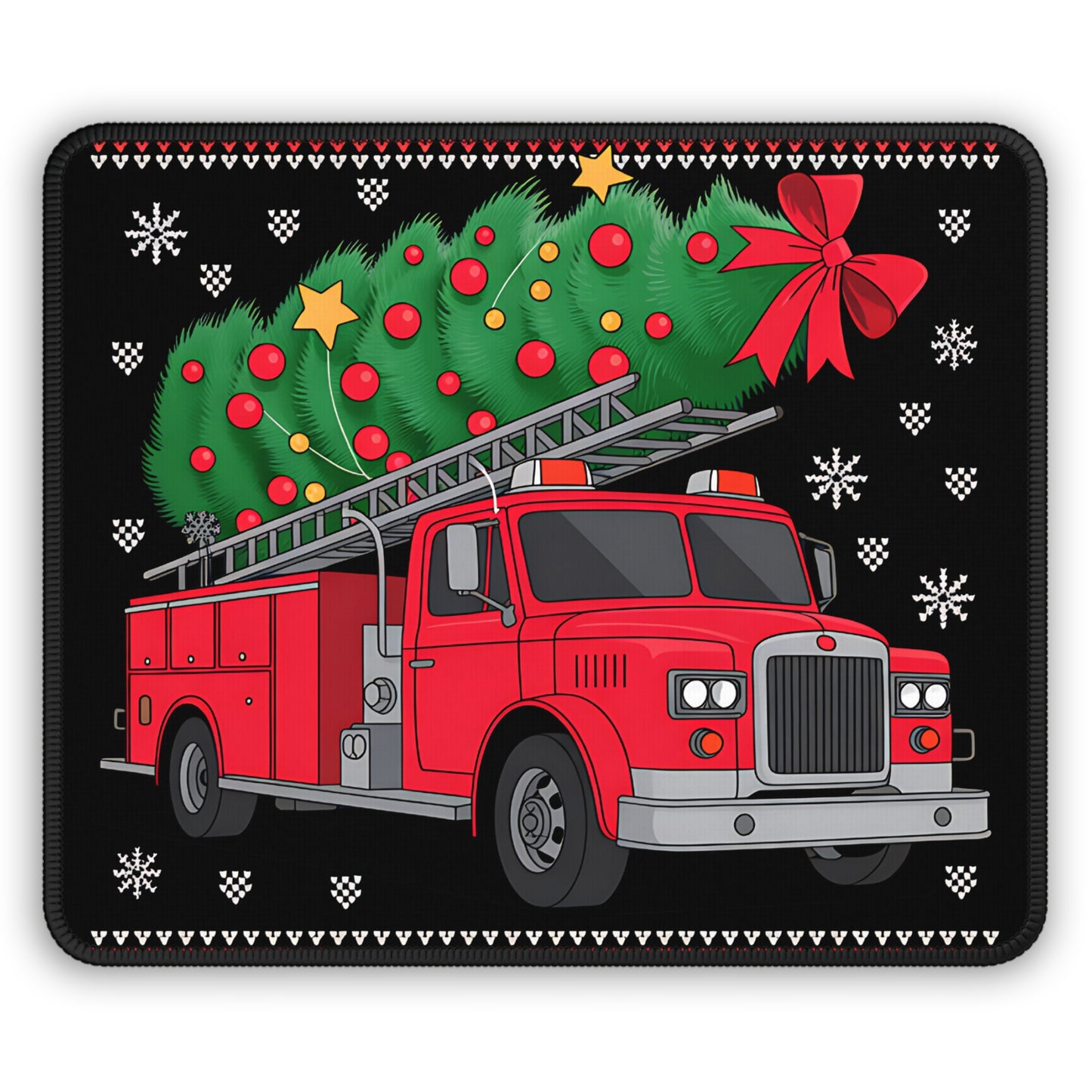 Christmas Fire Truck Mouse Pad