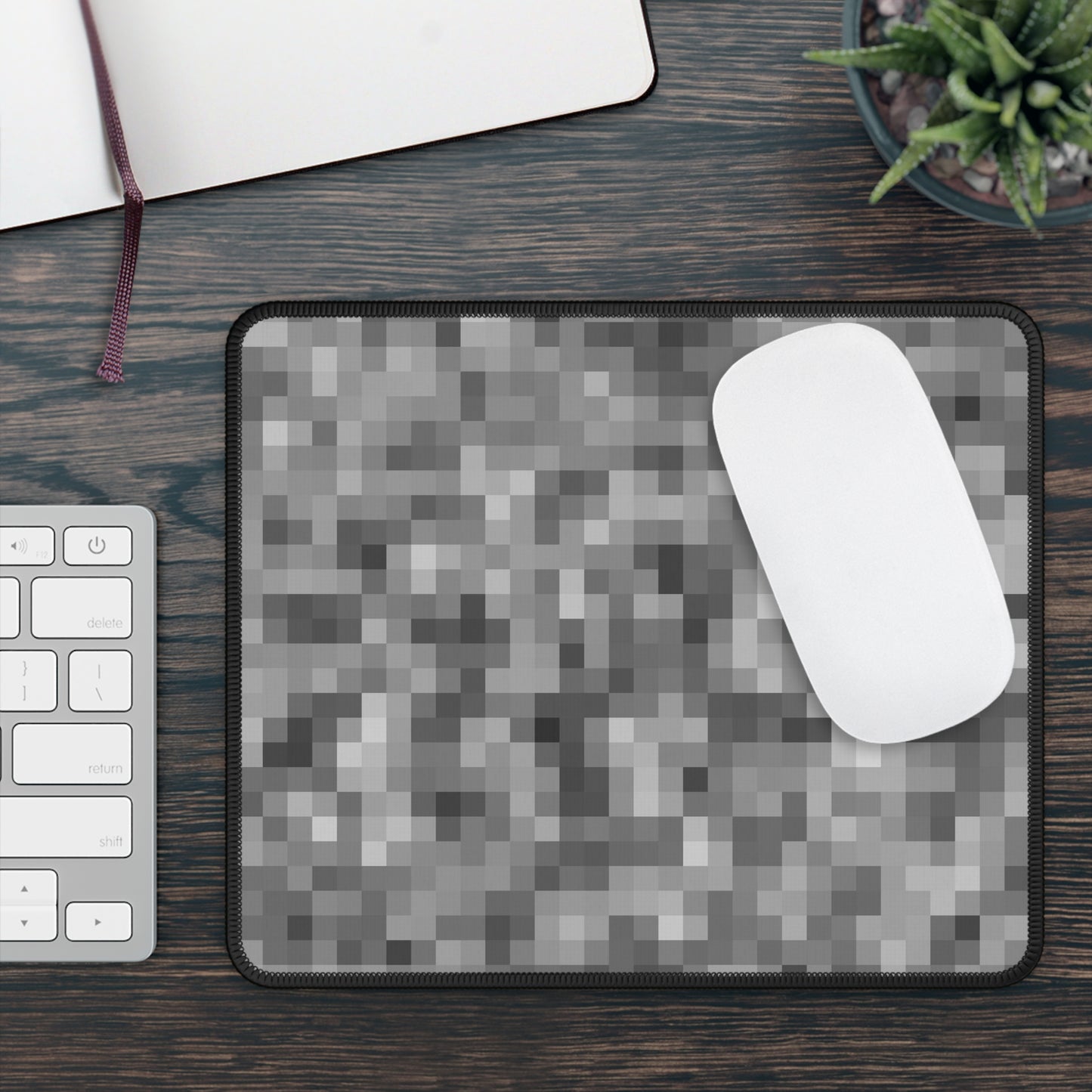 Soft Gray Pixel Mouse Pad