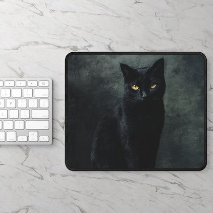Midnight Black Cat Mouse Pad