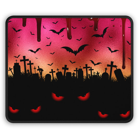 Bloody Graveyard Nights Gaming Mouse Pad – 9x7 Neoprene Desk Mat for Gamers and Horror Enthusiasts 🦇🩸