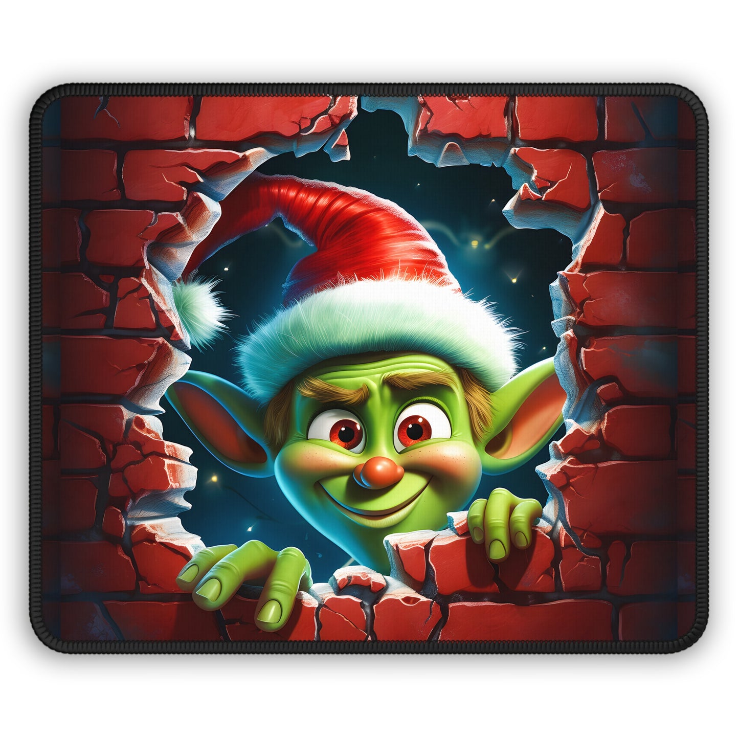 Wall Peeking Holiday Elf Mouse Pad