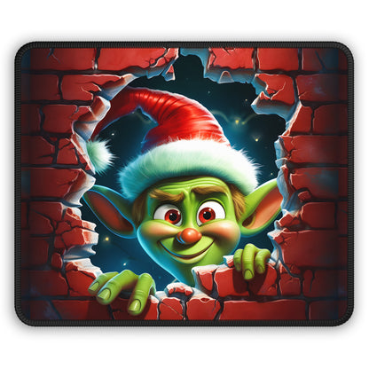 Wall Peeking Holiday Elf Mouse Pad
