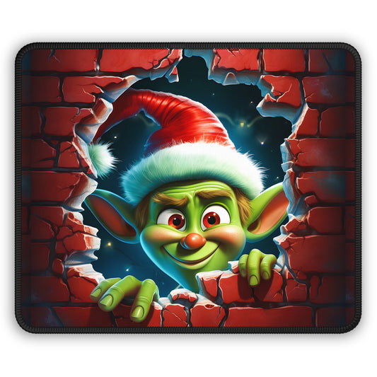 Wall Peeking Holiday Elf Mouse Pad