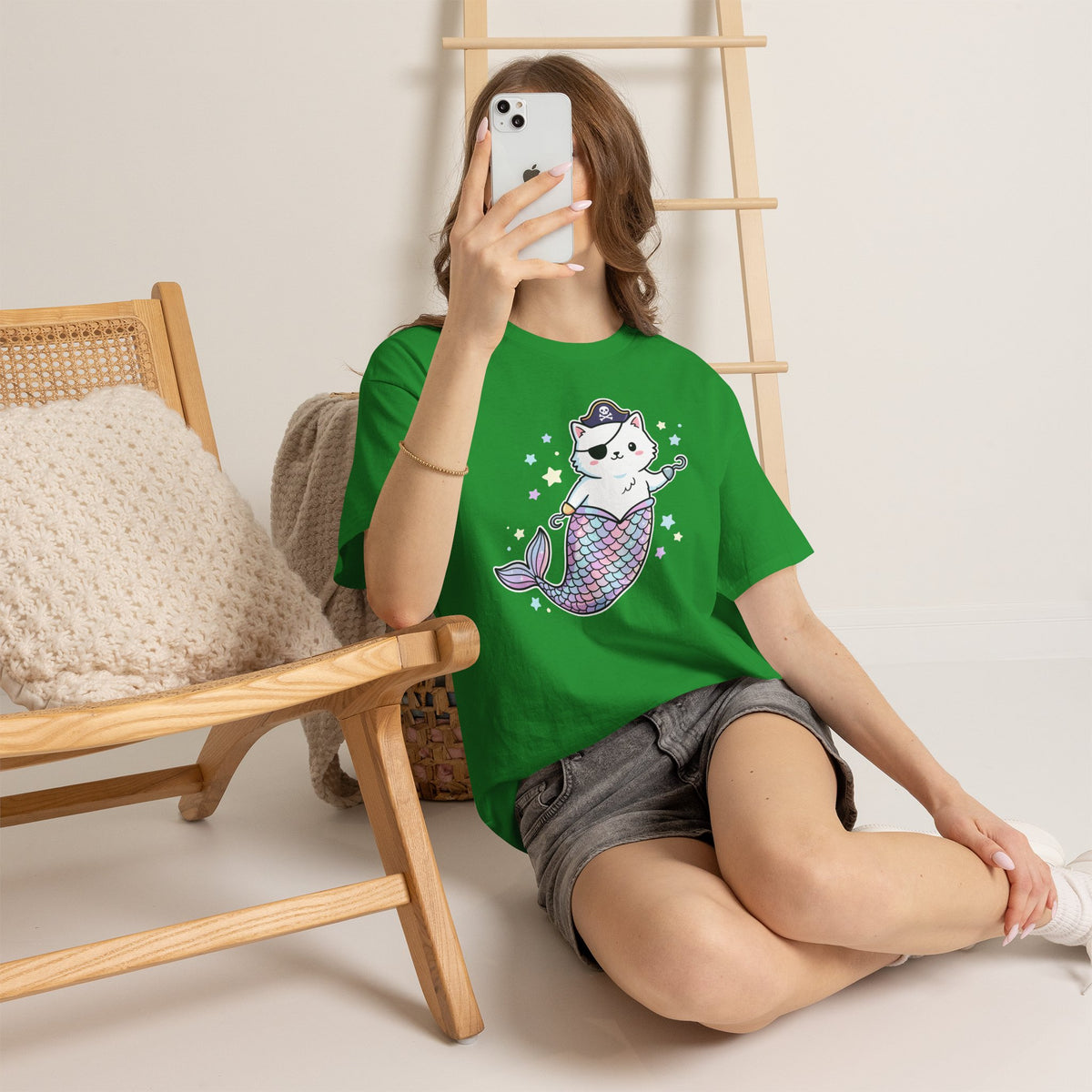 Pirate Mermaid Cat T-Shirt