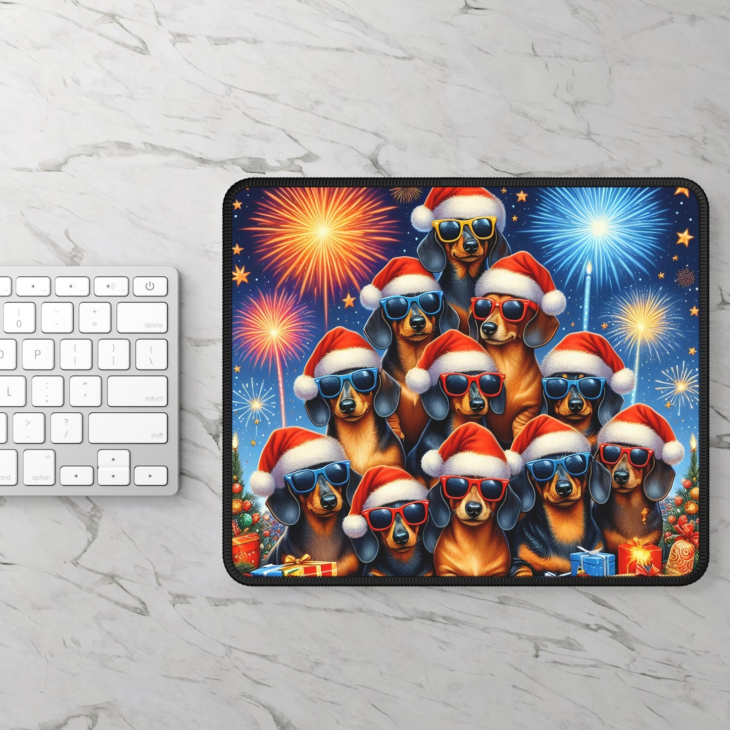 Christmas Dachshund Party Mouse Pad