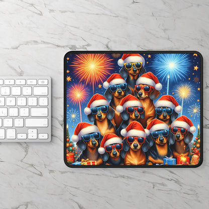 Christmas Dachshund Party Mouse Pad