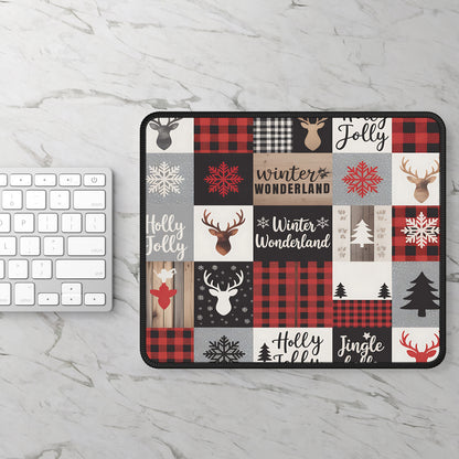 Rustic Christmas Patchwork Mouse Pad