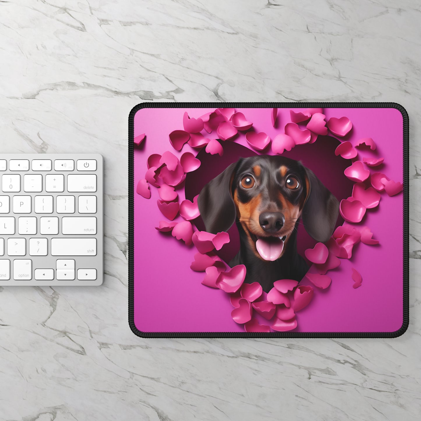 Dachshund Heart Bloom Mouse Pad