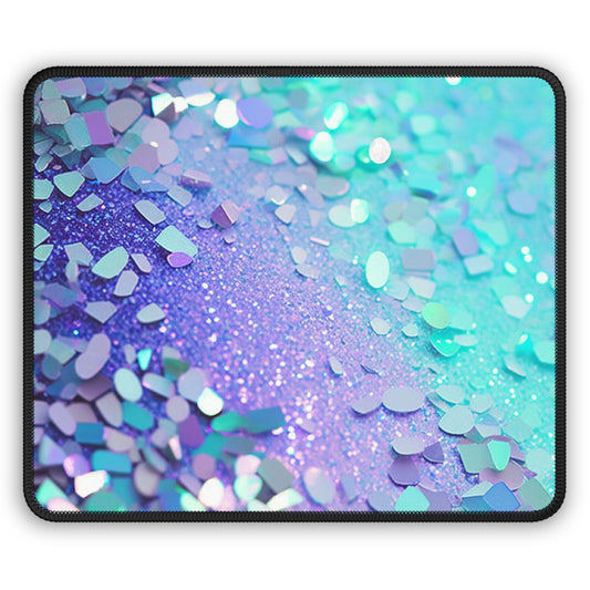 Aqua Prism Mouse Pad – 9x7 Neoprene Desk Mat with Iridescent Glitter and Holographic Sparkle Design