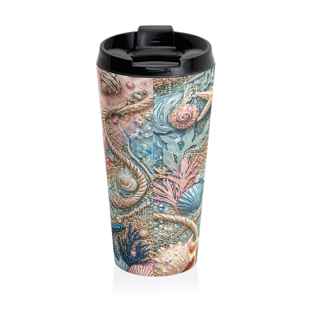 Coastal Anchor & Starfish Stainless Steel Travel Mug