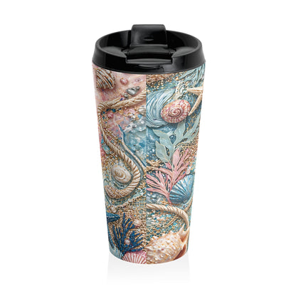 Coastal Anchor & Starfish Stainless Steel Travel Mug