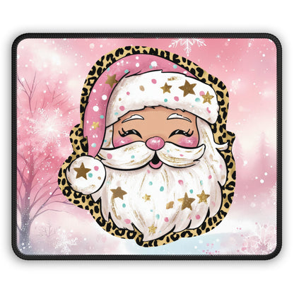 Pink Leopard Santa Mouse Pad