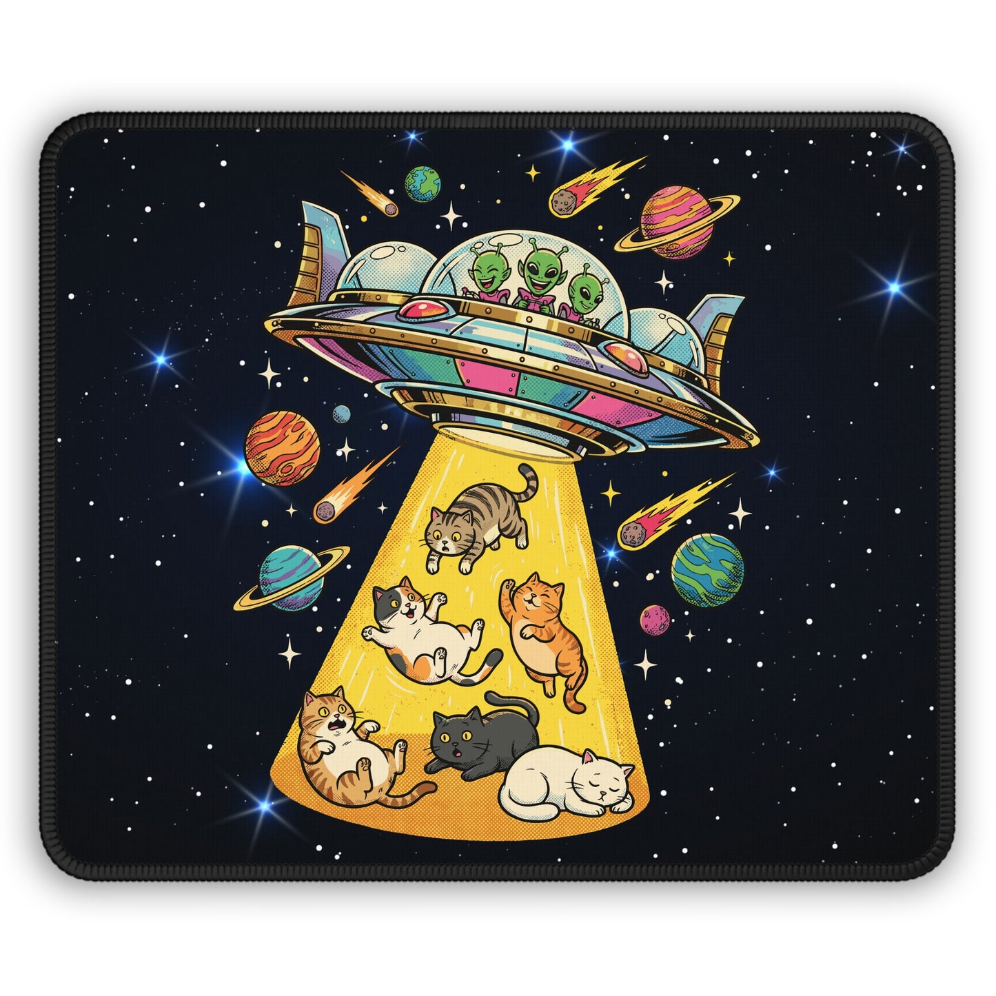 Alien Cat Abduction Mouse Pad