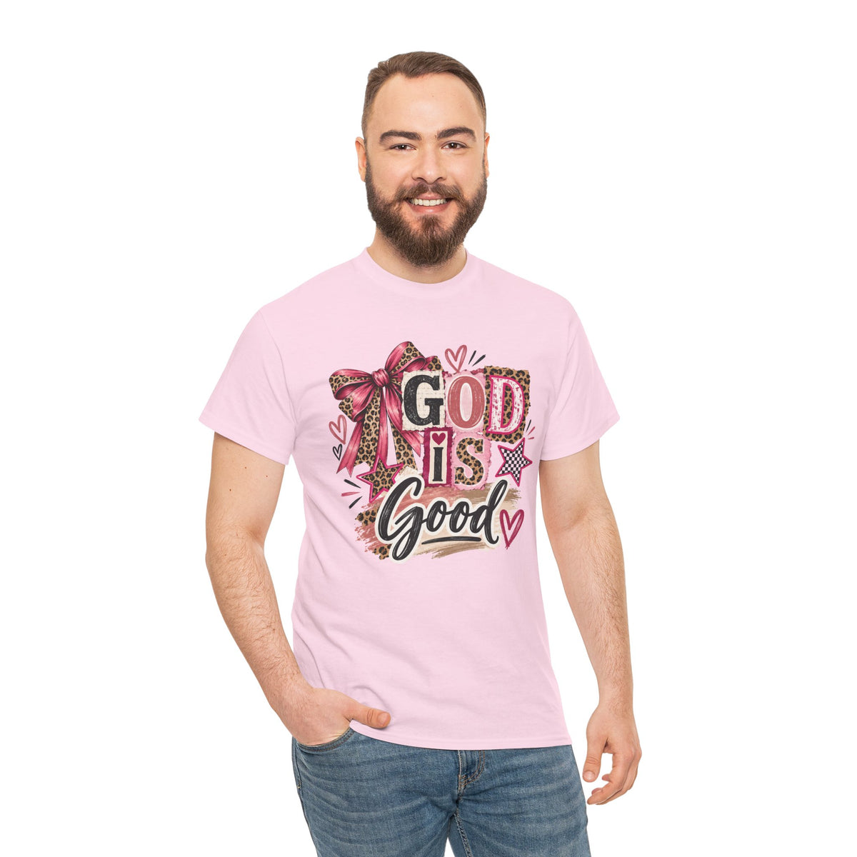 God Is Good Leopard Bow Christian T-Shirt