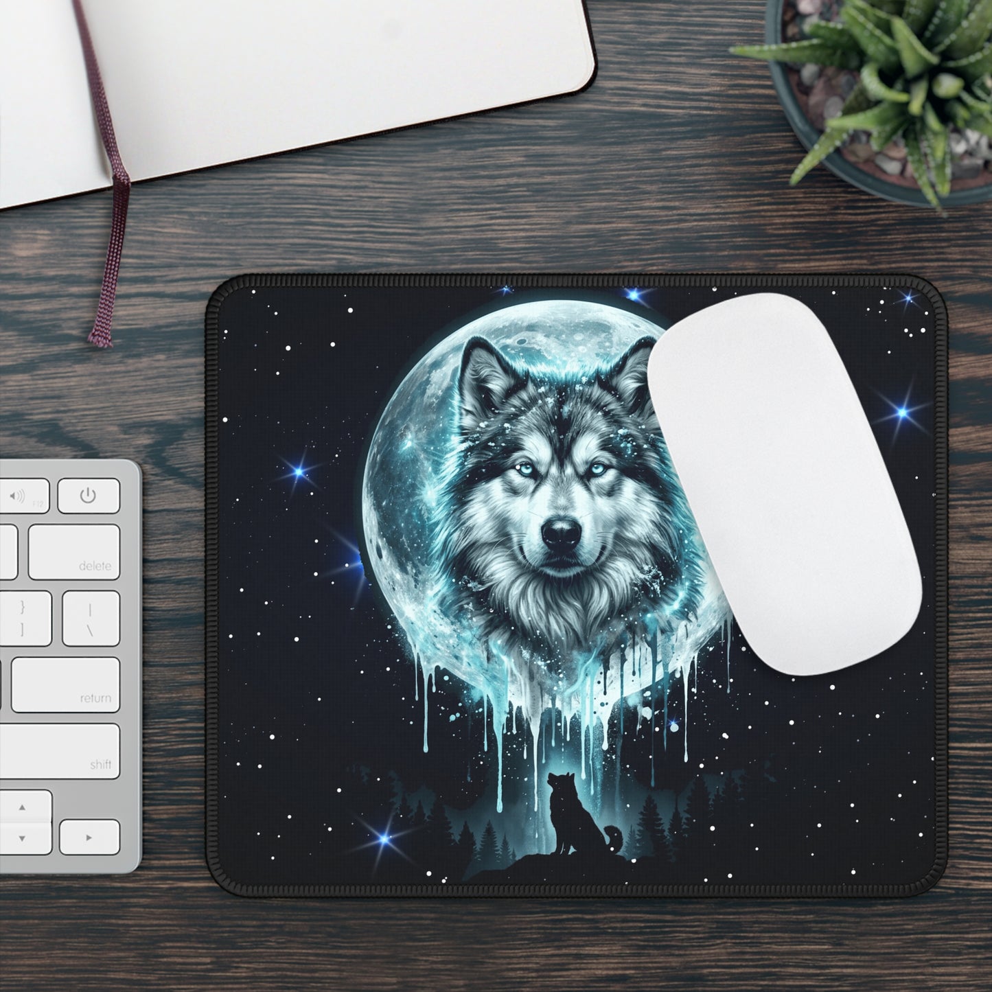 Moonlit Wolf Spirit Mouse Pad