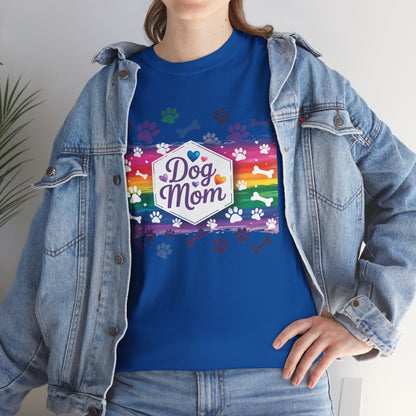 Dog Mom Rainbow Paw Print T-Shirt