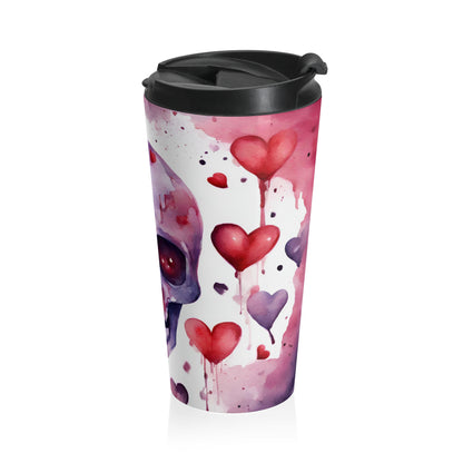 Crimson Love Skull Travel Mug