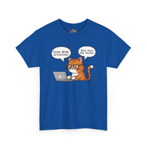 Focus Mode Activated – Work Hard, Nap Harder Cat T-Shirt