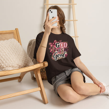 God Is Good Leopard Bow Christian T-Shirt