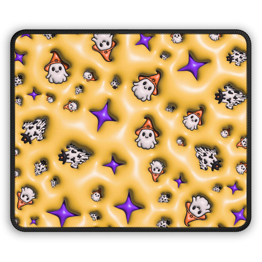Spooky Ghost Party Mouse Pad – 9x7 Neoprene Desk Mat with Cute Ghosts and Halloween Stars
