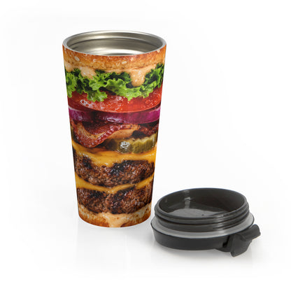 Double Bacon Cheeseburger Stainless Steel Travel Mug