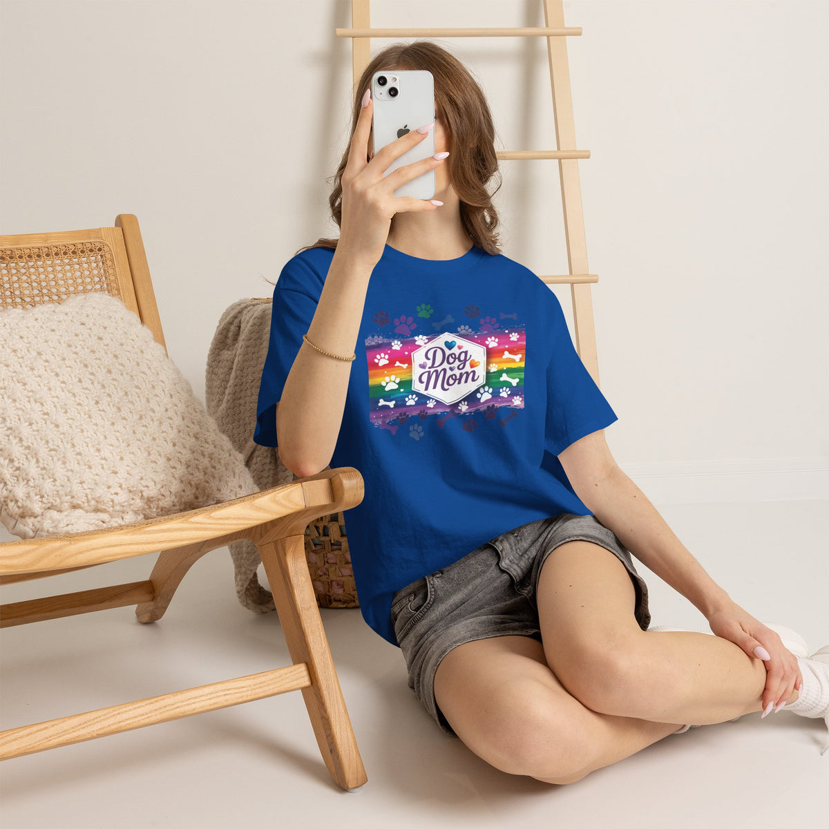Dog Mom Rainbow Paw Print T-Shirt
