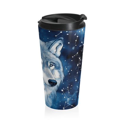 Arctic Sky Wolf Travel Mug