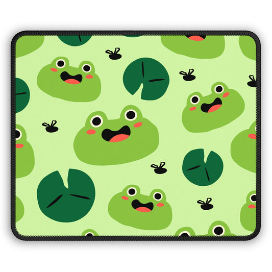 Hoppy Vibes Mouse Pad – 9x7 Neoprene Desk Mat with Cute Frog and Lily Pad Design