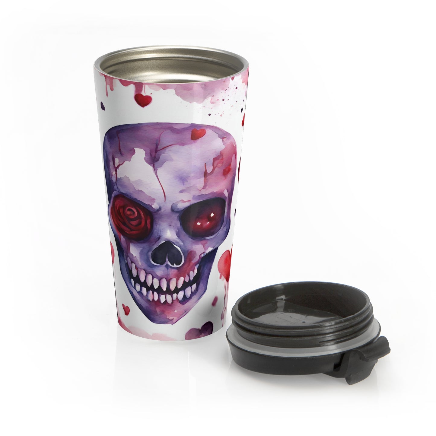 Crimson Love Skull Travel Mug